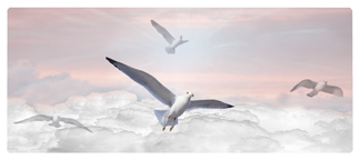 DNSEMP L 101 PK Journey Home Clouds Birds Pink